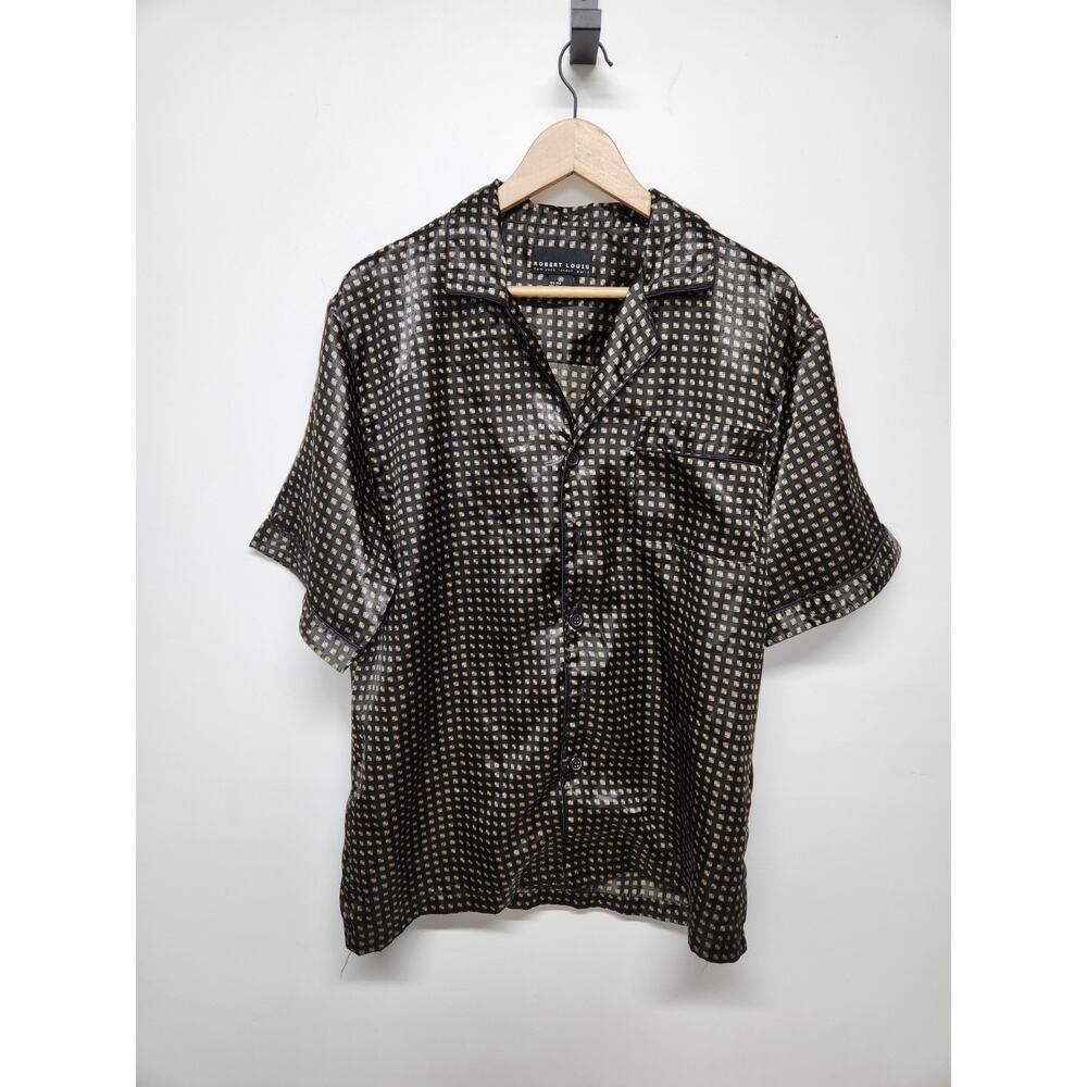 Robert Louis Men's Silk Blend Pajama Short Sleeve Top, Size Men, In Blak & Gold